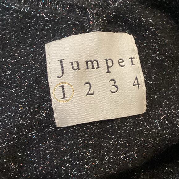Jumper 1234 Black Multi Color Metallic Shimmer Double V Neck Cashmere Sweater S - Picture 5 of 8